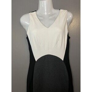Vince Camuto Dress Womens 2 Black White Gray Colorblock Sleeveless Sheath